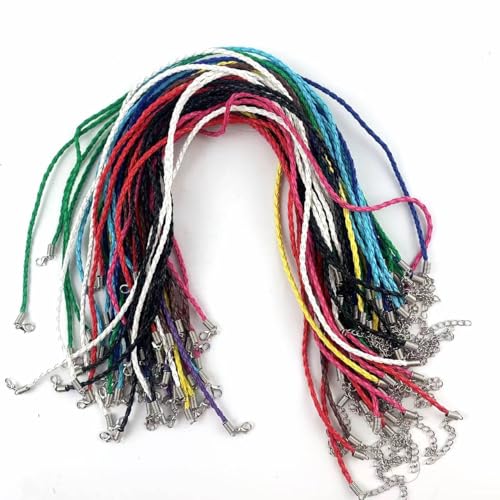 Lmlliang Geflochtene Leder-Halskettenschnüre mit Karabinerverschlüssen und Verlängerungsketten für DIY-Schmuckherstellung, Anhänger und Bastelprojekte, 3 mm, 50 Stück, 50 Stück Lmlliang Geflochtene Leder-Halskettenschnüre mit Karabinerverschlüssen und Verlängerungsketten für DIY-Schmuckherstellung, Anhänger und Bastelprojekte, 3 mm, 50 Stück, 50 Stück von Lmlliang