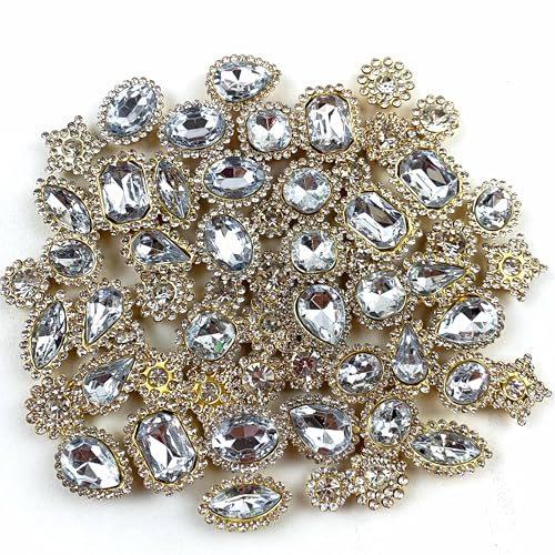 Lmlliang Strasssteine zum Aufnähen, Kristallsteine, Sonnenblume mit flacher Rückseite, Goldklaue, gemischte Formen zum Nähen, Stirnbänder, Basteln, Kleidung, Schuhe, Taschen und Gürtelzubehör, Weiß von Lmlliang