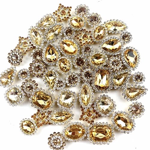 Lmlliang Strasssteine zum Aufnähen, Kristallsteine, Sonnenblume mit flacher Rückseite, Goldklaue, gemischte Formen zum Nähen, Stirnbänder, Basteln, Kleidung, Schuhe, Taschen und Gürtelzubehör, Gold von Lmlliang