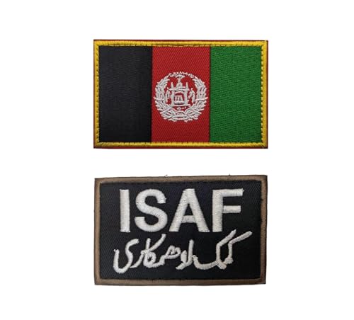 2 Stück Afghanistan-Flaggen-Aufnäher, bestickte Aufnäher mit Klettverschluss (Farbe 1) von Lmshuqun