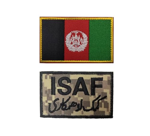 2 Stück Afghanistan-Flaggen-Aufnäher, bestickte Aufnäher mit Klettverschluss (Farbe 2) von Lmshuqun