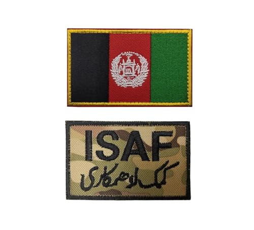 2 Stück Afghanistan-Flaggen-Aufnäher, bestickte Aufnäher mit Klettverschluss (Farbe 4) von Lmshuqun