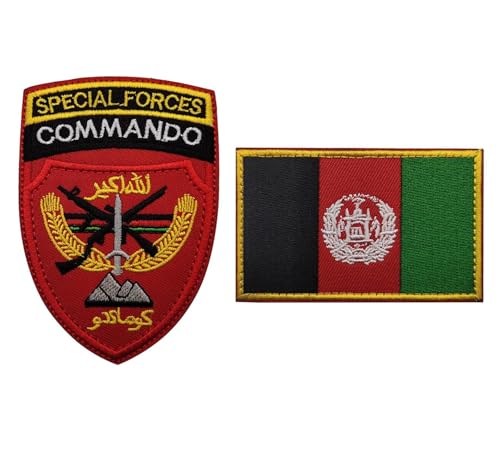 2 x Afghanistan-Flagge und spezielle Kommando-Stickerei, Klettverschluss von Lmshuqun