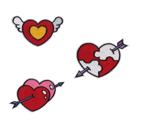 3 x gestickte Applikation mit Herzen, zum Aufbügeln oder Aufnähen 3 x gestickte Applikation mit Herzen, zum Aufbügeln oder Aufnähen von Lmshuqun