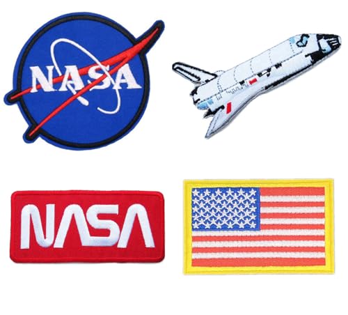 4 Stück Space Shuttle und USA-Flagge, kompatibel mit NASA-Logo, bestickte Applikation zum Aufbügeln oder Aufnähen 4 Stück Space Shuttle und USA-Flagge, kompatibel mit NASA-Logo, bestickte Applikation zum Aufbügeln oder Aufnähen von Lmshuqun