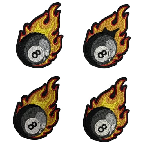 4 Stück schwarze Billardkugeln, 20,3 cm, Flammenstickerei, zum Aufbügeln oder Aufnähen 4 Stück schwarze Billardkugeln, 20,3 cm, Flammenstickerei, zum Aufbügeln oder Aufnähen von Lmshuqun