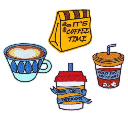 4 x Kaffee-Aufnäher, bestickte Applikation zum Aufbügeln oder Aufnähen 4 x Kaffee-Aufnäher, bestickte Applikation zum Aufbügeln oder Aufnähen von Lmshuqun