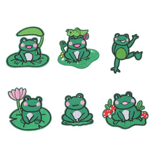6 Stück niedliche Cartoon-Frosch-Applikationen, bestickt, zum Aufbügeln oder Aufnähen 6 Stück niedliche Cartoon-Frosch-Applikationen, bestickt, zum Aufbügeln oder Aufnähen von Lmshuqun