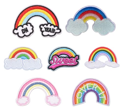 7-teiliges Set von verschiedenen Größen, bunte Regenbogen-Aufnäher, bestickt, zum Aufbügeln oder Aufnähen 7-teiliges Set von verschiedenen Größen, bunte Regenbogen-Aufnäher, bestickt, zum Aufbügeln oder Aufnähen von Lmshuqun