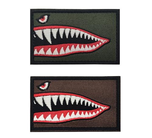Lmshuqun 2 Stück Haifisch-Aufnäher, Militär-Aufnäher, taktisch, bestickt, mit Klettverschluss auf der Rückseite von Lmshuqun