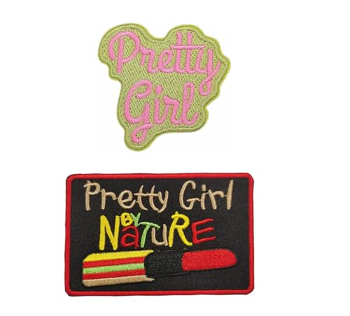 Lmshuqun 2 Stück Pretty Girl Patches bestickte Applikation zum Aufbügeln oder Aufnähen (schwarz) von Lmshuqun