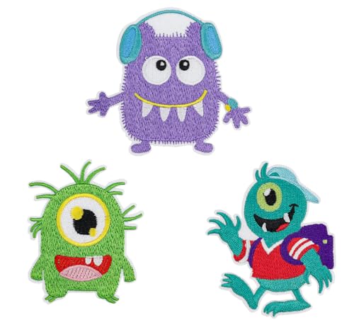 Lmshuqun 3 Stück niedliche kleine Monster-Patches, bestickt, zum Aufbügeln oder Aufnähen Lmshuqun 3 Stück niedliche kleine Monster-Patches, bestickt, zum Aufbügeln oder Aufnähen von Lmshuqun
