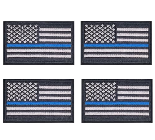 Lmshuqun 4 Stück USA/US/Amerika-Flagge, bestickte Applikation zum Aufbügeln oder Aufnähen (blau) von Lmshuqun