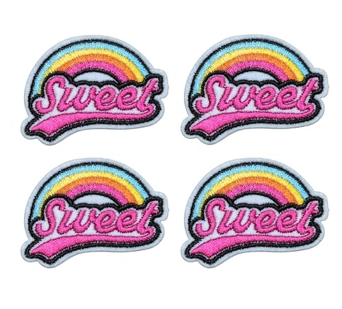 Lmshuqun 4 Stück niedliche Regenbogen-Stickerei-Applikationen zum Aufbügeln oder Aufnähen (Stil 1) von Lmshuqun