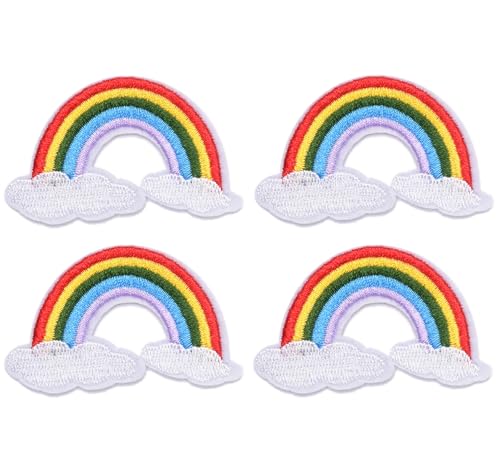 Lmshuqun 4 Stück niedliche Regenbogen-Stickerei-Applikationen zum Aufbügeln oder Aufnähen (Stil 2) von Lmshuqun
