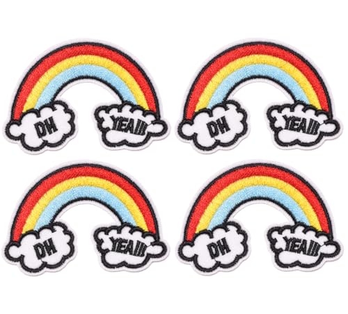 Lmshuqun 4 Stück niedliche Regenbogen-Stickerei-Applikationen zum Aufbügeln oder Aufnähen (Stil 3) von Lmshuqun