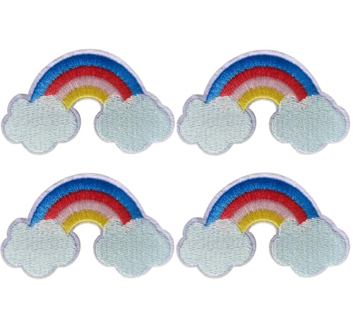 Lmshuqun 4 Stück niedliche Regenbogen-Stickerei-Applikationen zum Aufbügeln oder Aufnähen (Stil 6) von Lmshuqun