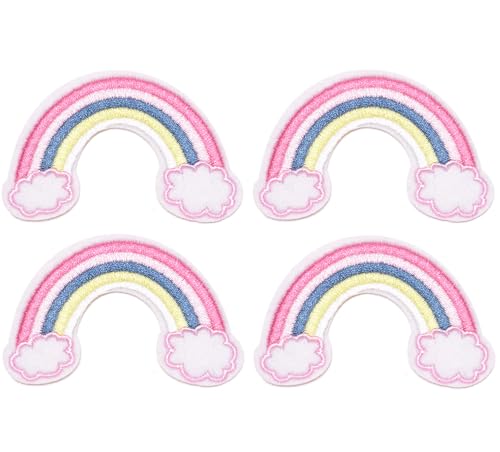 Lmshuqun 4 Stück niedliche Regenbogen-Stickerei-Applikationen zum Aufbügeln oder Aufnähen (Stil 7) von Lmshuqun