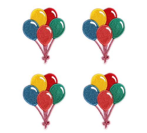 Lmshuqun 4 Stück niedliche bunte Festival-Ballon-Aufnäher, bestickte Applikation, zum Aufbügeln oder Aufnähen von Lmshuqun
