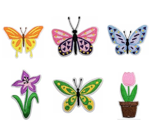 Lmshuqun 6 Stück niedliche Schmetterlinge und Blumen, bestickte Applikation, zum Aufbügeln oder Aufnähen Lmshuqun 6 Stück niedliche Schmetterlinge und Blumen, bestickte Applikation, zum Aufbügeln oder Aufnähen von Lmshuqun
