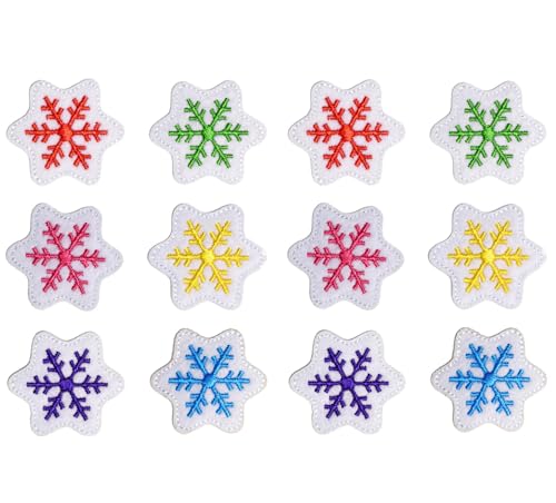 Schneeflocken-Aufnäher, bunte Schneeflocken-Stickerei für Winterthema, Kleidung, DIY-Zubehör, 12 Stück von Lmshuqun