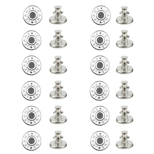 Jeans Knöpfe, 12 Stück Verstellbare Jeansknöpfe, 17mm Jeans Knöpfe Ohne Nähen, Button Pins Jeans mit Nieten, DIY Jeansknopf, Jeans Einziehbare Knöpfe, Für Reparatur von Jeansgrößen von Lmyzcbzl