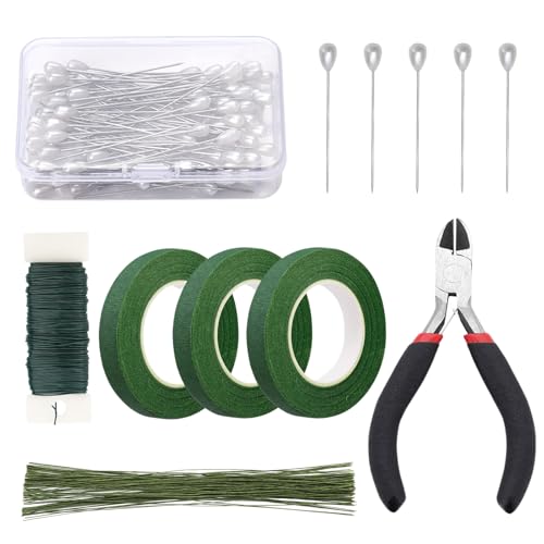 Lnhgh Blumenband Für Sträuße | 1,2 Cm Breit Band Draht Set - Floristisches Klebeband Für Pflanzenarrangements Veredelung Gärtnern Tischdekoration Geburtstagskarten Basteln von Lnhgh