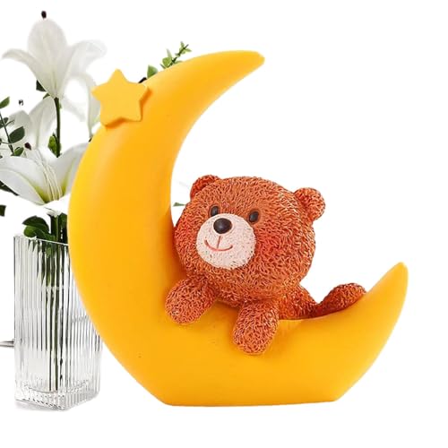 Lnhgh - und Mondkuchentopper, Bär schlafen auf Mondkuchen Topper - Desktop -Figuren - Desktop Mondstatue -Orament für Babyparty, Harz -Figur -Kuchenation von Lnhgh
