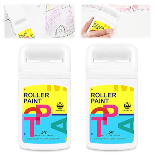 2 Stück wandreparatur rollbürste mit wandreparaturpaste 100ml wandfarbe ausbessern weiß mit roller Wandreparatur Creme Spachtelmasse Reparieren Sie Graffiti,Kratzer, Flecken, Risse von Lnjya