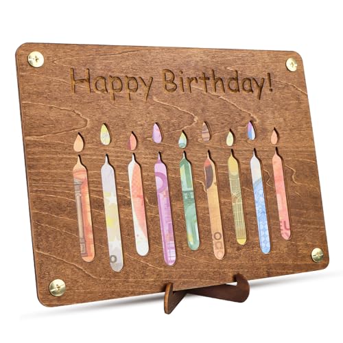 Geldgeschenke Geburtstag, Happy Birthday Geldgeschenk, Geschenke aus Holz, Geldgeschenke Verpackung mit Geburtstagskarte, Geburtstagsgeschenk für Junge und Mädchen, 3D Holz Bilderrahmen von Lnjya