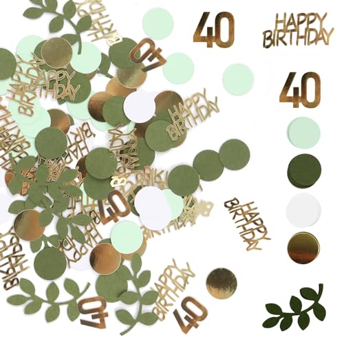 Lnjya Konfetti 40 Geburtstag Deko, 400 Stück Konfetti Geburtstag Tischdeko Konfetti HAPPY BIRTHDAY, Streudeko Geburtstag Tischdeko für 40 Geburtstag Deko Tisch, Konfetti Grün für Geburtstag Tischdeko von Lnjya