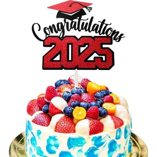 Lnngub 1 Stück 2025 Abschluss Tortendeko, Glitzer 2025 Graduation Kuchendekoration 2025 Doktorhut Tortendekoration Abschluss Cake Topper für Abschlussfeiern und Abschlusszeremonien (Schwarz und Rot) Lnngub 1 Stück 2025 Abschluss Tortendeko, Glitzer 2025 Graduation Kuchendekoration 2025 Doktorhut Tortendekoration Abschluss Cake Topper für Abschlussfeiern und Abschlusszeremonien (Schwarz und Rot) von Lnngub