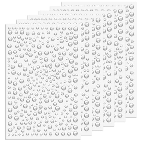 Lnngub 1950 Stück/6 Blätter Selbstklebende Halbperlen, Weiße Kunststoff Perlen Sticker 3/4/5/6 mm Selbstklebende Perlen Aufkleber für Gesichtsdekoration, Maniküre, Schmuckherstellung, DIY Handwerk Lnngub 1950 Stück/6 Blätter Selbstklebende Halbperlen, Weiße Kunststoff Perlen Sticker 3/4/5/6 mm Selbstklebende Perlen Aufkleber für Gesichtsdekoration, Maniküre, Schmuckherstellung, DIY Handwerk von Lnngub
