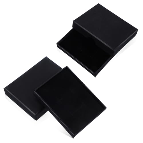 Lnngub 3 Stück Schmuckschachtel, 9 x 7 x 1,6 cm Schmuckkästchen Klein Schwarze Schmuckschatulle aus Papier Schmuck-Geschenkbox Schmuck Aufbewahrungsbox für Armbänder Armreife Ringe Ohrringe Halsketten von Lnngub