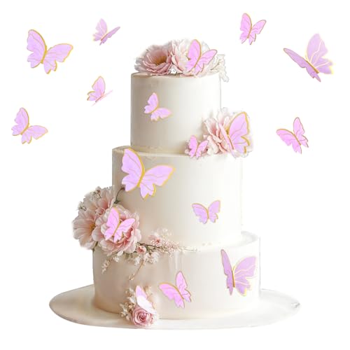 Lnngub Cupcake-Topper mit Schmetterlings-Motiv, violetter Goldrand, gemischte Größen, Schmetterlings-Kuchendekorationen für Damen, Geburtstag, Party, Hochzeitstag, violette Schmetterlinge für Lnngub Cupcake-Topper mit Schmetterlings-Motiv, violetter Goldrand, gemischte Größen, Schmetterlings-Kuchendekorationen für Damen, Geburtstag, Party, Hochzeitstag, violette Schmetterlinge für von Lnngub