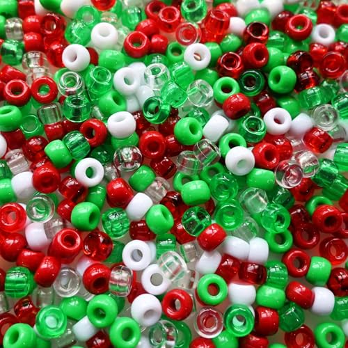 Lnvision 1000 Stück Pony Perlen 6x8mm Barrel Pony Beads Rot, Weiß, Grün für DIY Schmuck Herstellung Weihnachten Lnvision 1000 Stück Pony Perlen 6x8mm Barrel Pony Beads Rot, Weiß, Grün für DIY Schmuck Herstellung Weihnachten von Lnvision
