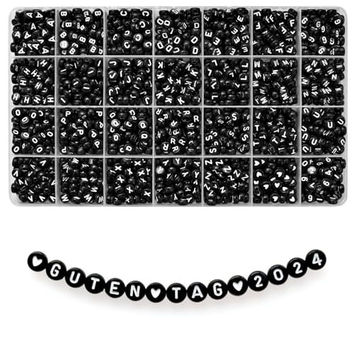 Lnvision 1400 Stück Buchstabenperlen A bis Z Zahl und Herz Perlen Schwarz Rund Acryl Alphabet Perlen 7x4mm Schmuck DIY Basteln Lnvision 1400 Stück Buchstabenperlen A bis Z Zahl und Herz Perlen Schwarz Rund Acryl Alphabet Perlen 7x4mm Schmuck DIY Basteln von Lnvision