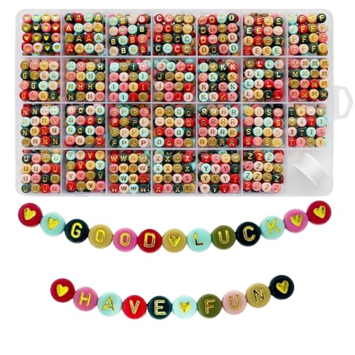 Lnvision 1400 Stück Bunte Buchstaben Perlen A bis Z und Liebe Herz Gold Alphabet Abstandshalter Zwischenperlen Schmuck DIY Basteln Lnvision 1400 Stück Bunte Buchstaben Perlen A bis Z und Liebe Herz Gold Alphabet Abstandshalter Zwischenperlen Schmuck DIY Basteln von Lnvision