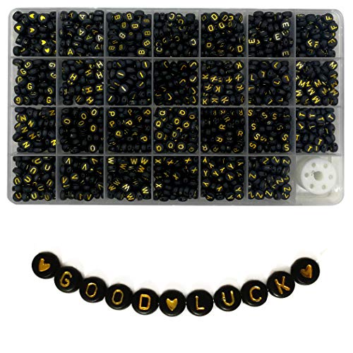 Lnvision 1400 Stück Golden Brief schwarz Rund Acryl Alphabet Buchstaben Spacer Perlen 7x4mm Spacer Zwischenperlen Schmuck DIY Basteln A bis Z und Love Herz Lnvision 1400 Stück Golden Brief schwarz Rund Acryl Alphabet Buchstaben Spacer Perlen 7x4mm Spacer Zwischenperlen Schmuck DIY Basteln A bis Z und Love Herz von Lnvision