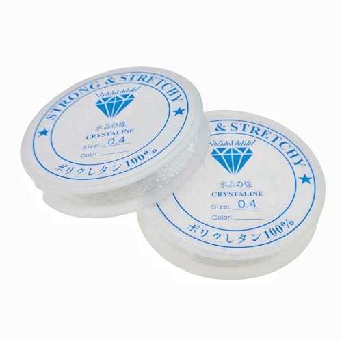 Lnvision 2xSpule 0.4mm Elastisch Schmuckfaden Gummifaden Transparent Faden für Perlenschmuck Armbänder Basteln (0.4mm) von Lnvision