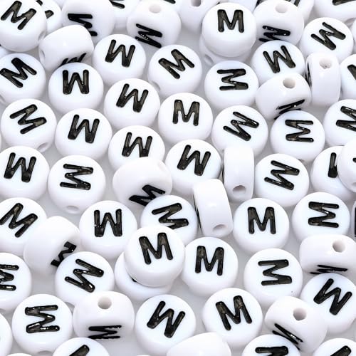 Lnvision Buchstabenperlen M 300 Stück 4x7mm Vokal Weiß für Schmuckherstellung, DIY-Armbänder, Halsketten, Schlüsselanhänger, Armbänder Lnvision Buchstabenperlen M 300 Stück 4x7mm Vokal Weiß für Schmuckherstellung, DIY-Armbänder, Halsketten, Schlüsselanhänger, Armbänder von Lnvision