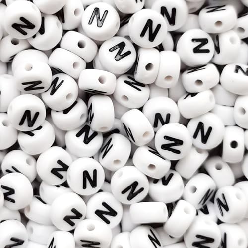 Lnvision Buchstabenperlen N 300 Stück 4x7mm Vokal Weiß für Schmuckherstellung, DIY-Armbänder, Halsketten, Schlüsselanhänger, Armbänder Lnvision Buchstabenperlen N 300 Stück 4x7mm Vokal Weiß für Schmuckherstellung, DIY-Armbänder, Halsketten, Schlüsselanhänger, Armbänder von Lnvision