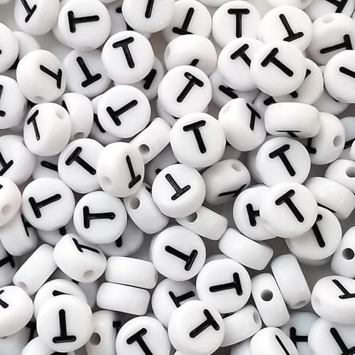 Lnvision Buchstabenperlen T 300 Stück 4x7mm Vokal Weiß für Schmuckherstellung, DIY-Armbänder, Halsketten, Schlüsselanhänger, Armbänder Lnvision Buchstabenperlen T 300 Stück 4x7mm Vokal Weiß für Schmuckherstellung, DIY-Armbänder, Halsketten, Schlüsselanhänger, Armbänder von Lnvision
