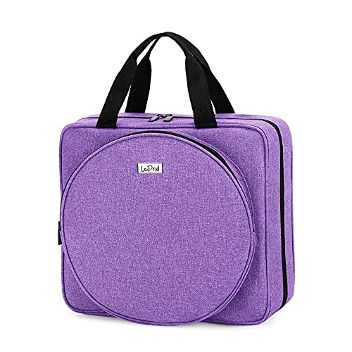 LoDrid Stickprojekttasche, Quadratische Stickzubehör Aufbewahrungstasche, Tragbare Basteltasche für Stickerei-Kits und Kreuzstich-Kits-Werkzeuge, Mehrere Taschen, Lila, nur Tasche von LoDrid