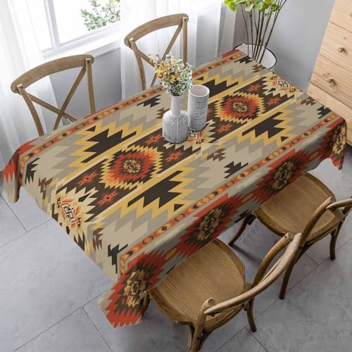 LoLo UoUo Geometrische amerikanische Tischdecke, rechteckig, 152,4 x 213,3 cm, für den Außenbereich, Navajo-Stil, Azteken-Tischdecken, Dekorationen für Küche, Zuhause, Abendessen, Party, Hochzeit von LoLo UoUo
