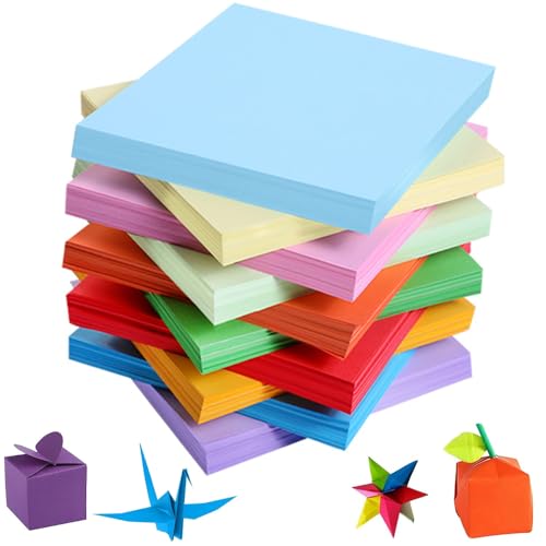 Origami Papier, 200 Blatt Doppelseitiges Bastelpapier, Kleine Origami-Papierquadrate 15 x 15 cm Quadratisches Faltpapier 10 Farben für DIY-Schul-Kunsthandwerksprojekte Origami Papier, 200 Blatt Doppelseitiges Bastelpapier, Kleine Origami-Papierquadrate 15 x 15 cm Quadratisches Faltpapier 10 Farben für DIY-Schul-Kunsthandwerksprojekte von LoNinLoAn