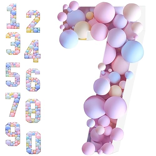 LoQuick Ballons Mosaik Nummer 7 Geburtstags Party Dekoration,Karton Zahlen Ständer Mosaik Luftballons Rahmen für Jungen Mädchen Geburtstags Party Hintergrund,Babyparty,Jubiläum von LoQuick