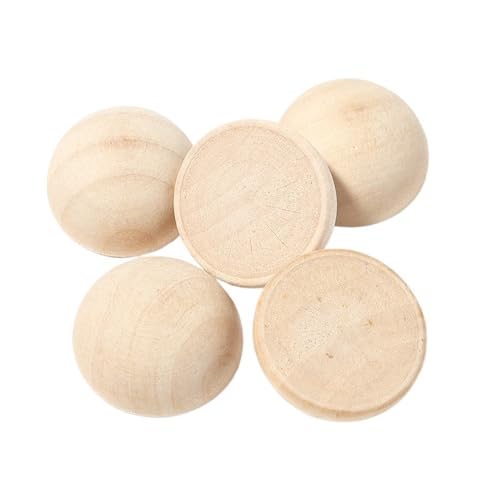 50 Stück flache Rückseite, Cabochon, unlackiert, natürliche Spaltholzperlen, Halbholzkugeln für die Herstellung von DIY-Zubehör (12 mm) von Loacea