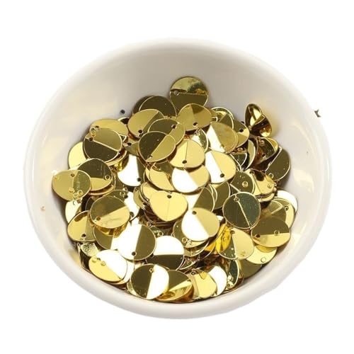 Loacea 10 g gefaltete ovale PVC-Pailletten mit seitlichem Loch, 10 mm matte Pailletten for Kopfbedeckungen und Kleidungszubehör(Light Gold) von Loacea