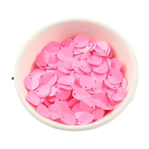 Loacea 10 g gefaltete ovale PVC-Pailletten mit seitlichem Loch, 10 mm matte Pailletten for Kopfbedeckungen und Kleidungszubehör(Matt Dark Pink) von Loacea